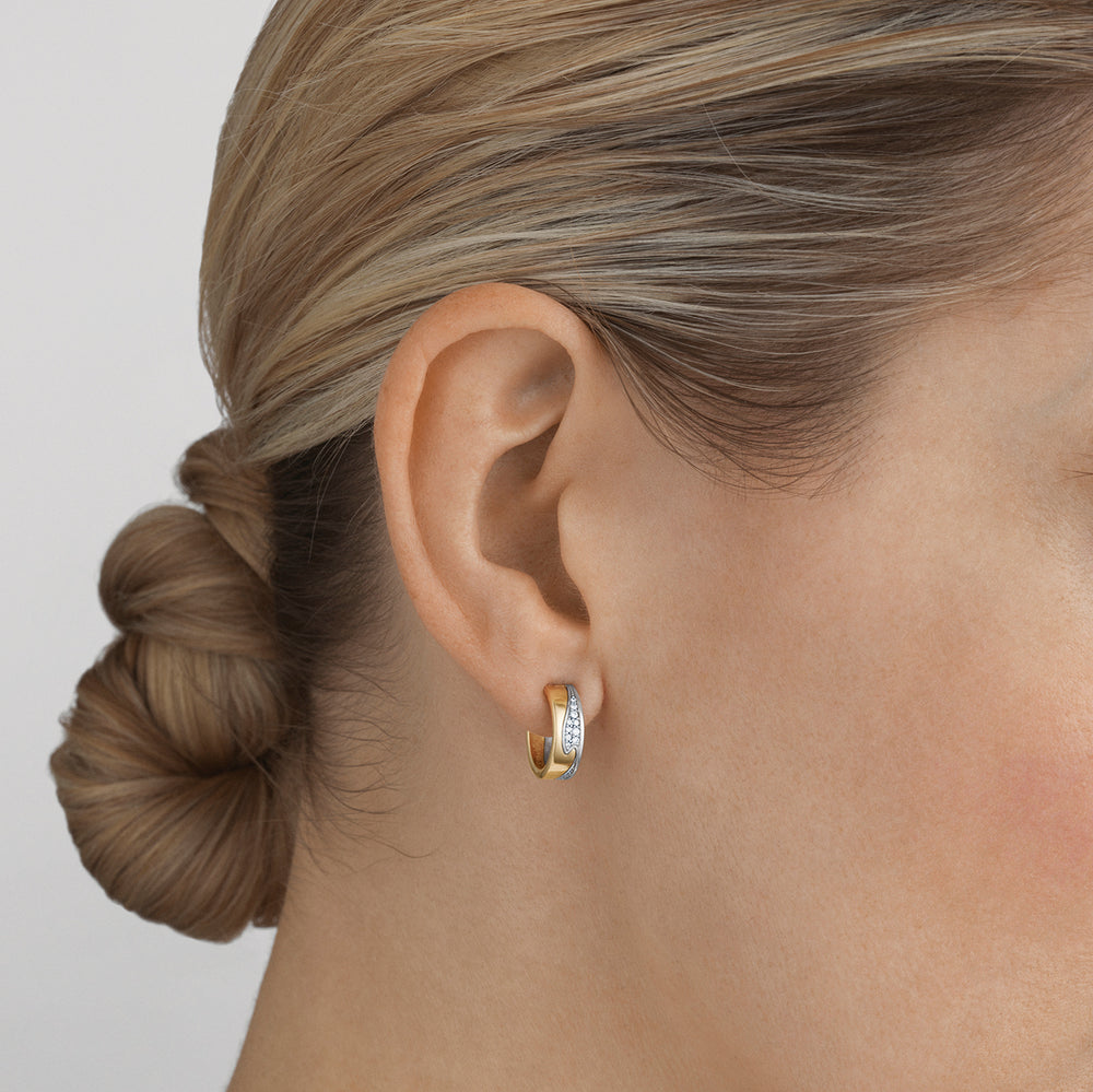 Georg Jensen Fusion små øreringe i 18kt rød- og hvidguld m. brillanter - 10016433