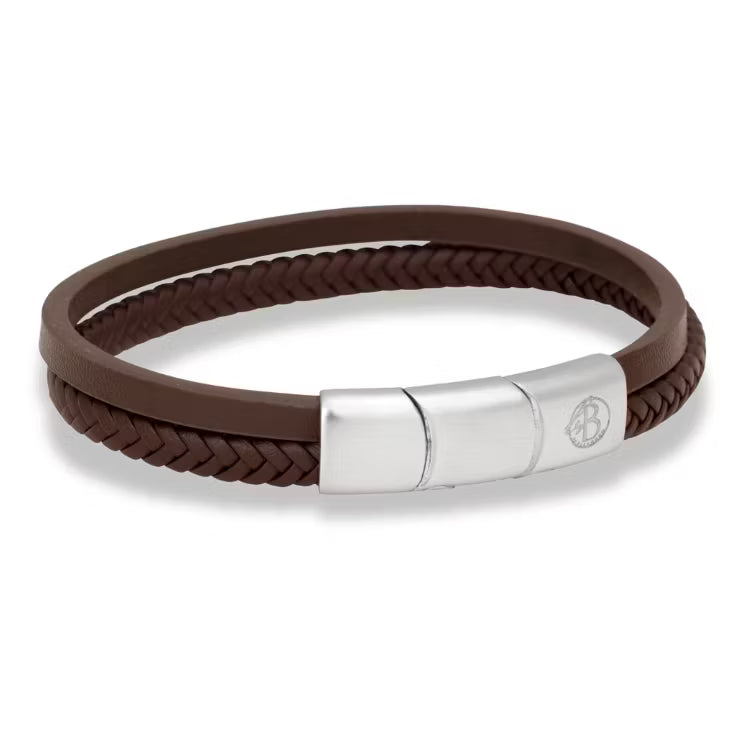 brunt læderarmbånd - 8424