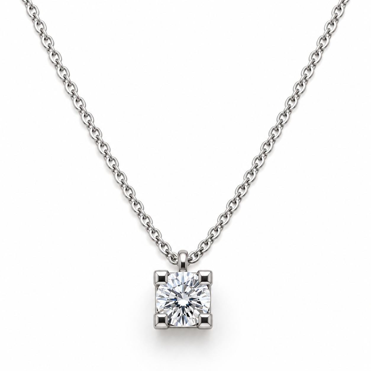 Halvcarat diamant halskæde hvidguld