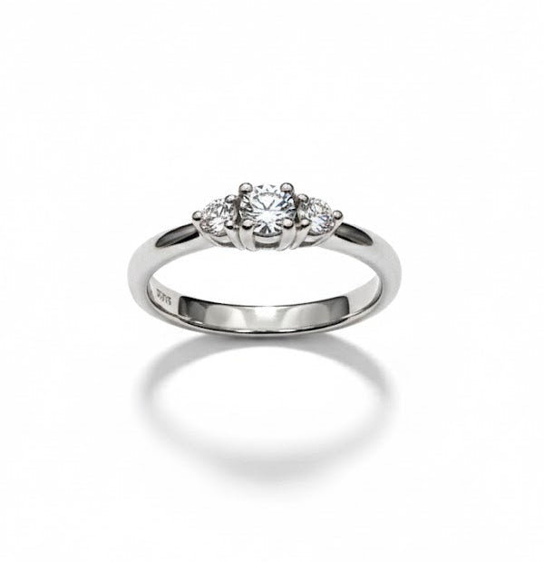 14 kt hvg ring m. 0,22 ct - 16004D22