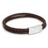 Brunt læderarmbånd med stål - 8110