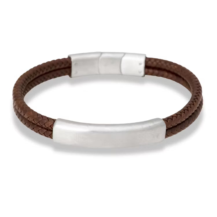 Brunt læderarmbånd Larry - 8501