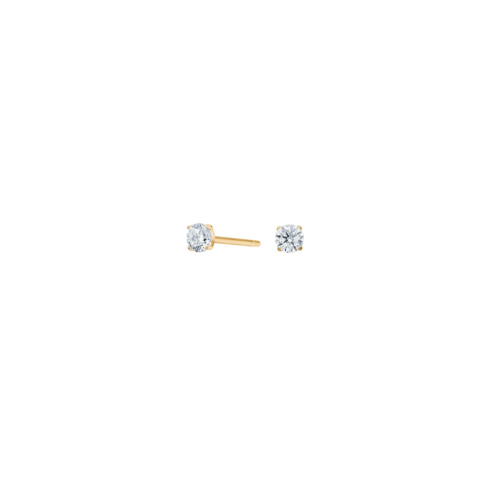 Titanium ørestikker forgyldt 3mm hvid cz