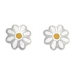 Rhod. sølvørestikker blomst m/hvid og gul emalje