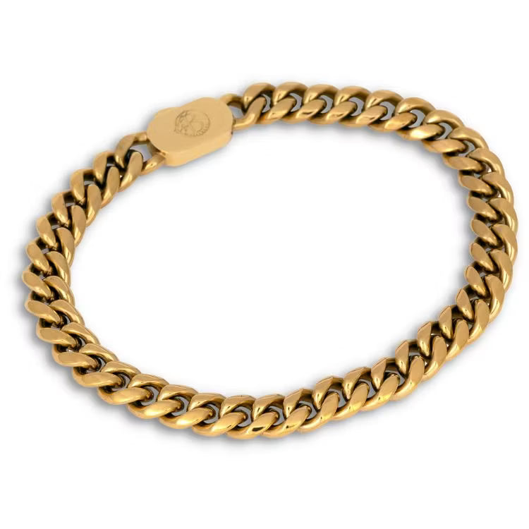 Stål panser armbånd forgyldt - 8450