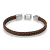 brunt læderarmbånd med stål - 8497