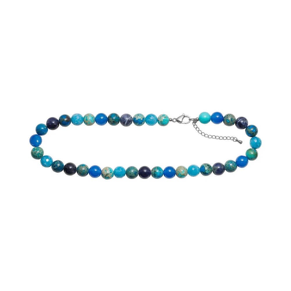 Sten halskæde med lapis, sponge quartz, blå agat og howlite - 80120780940