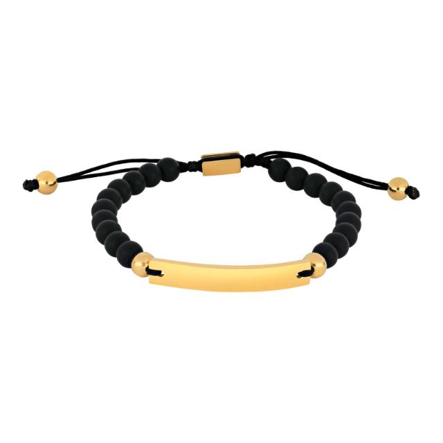 SON armbånd onyx/steel IP gold 19-25cm - 80890112800