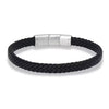 sort læderarmbånd meed stål - 8498
