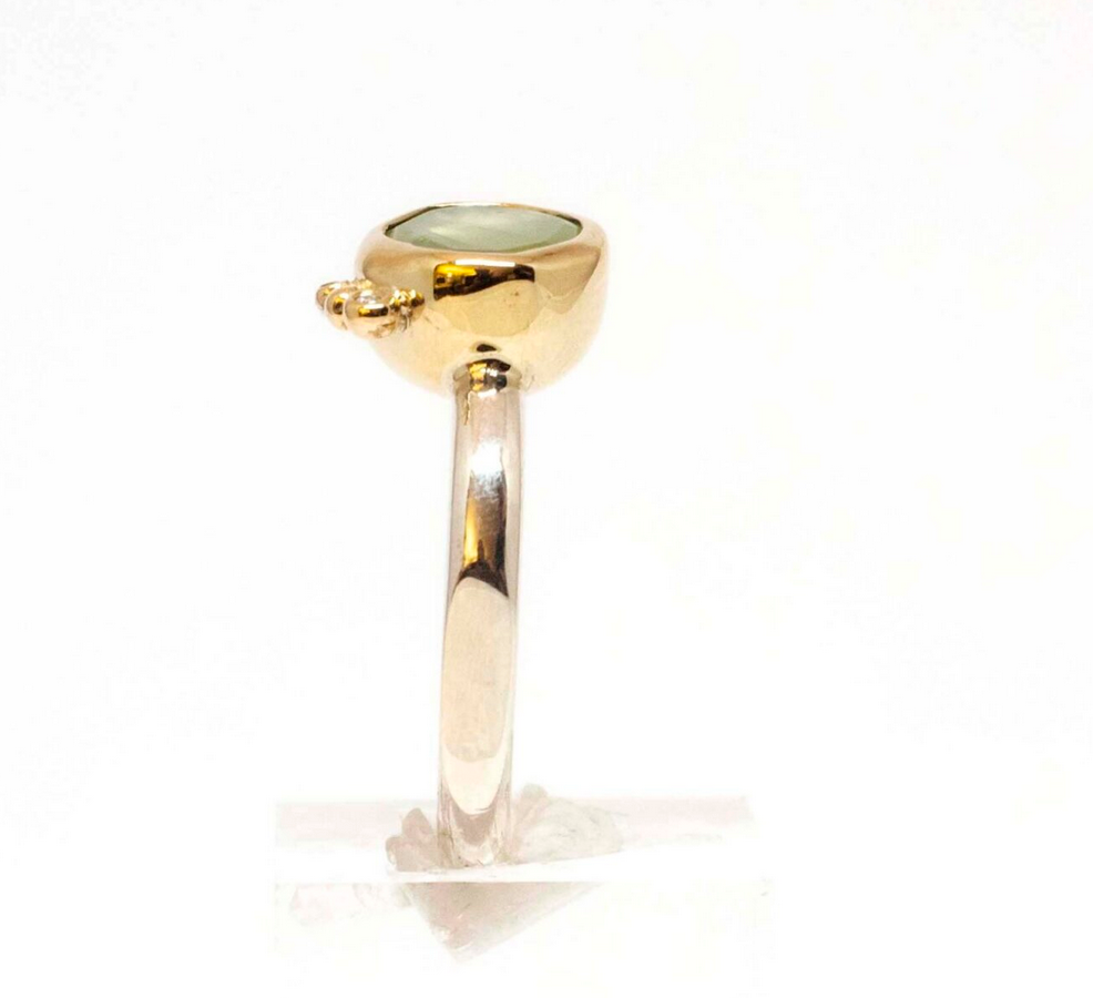 Athena ring med prehnit og brillant