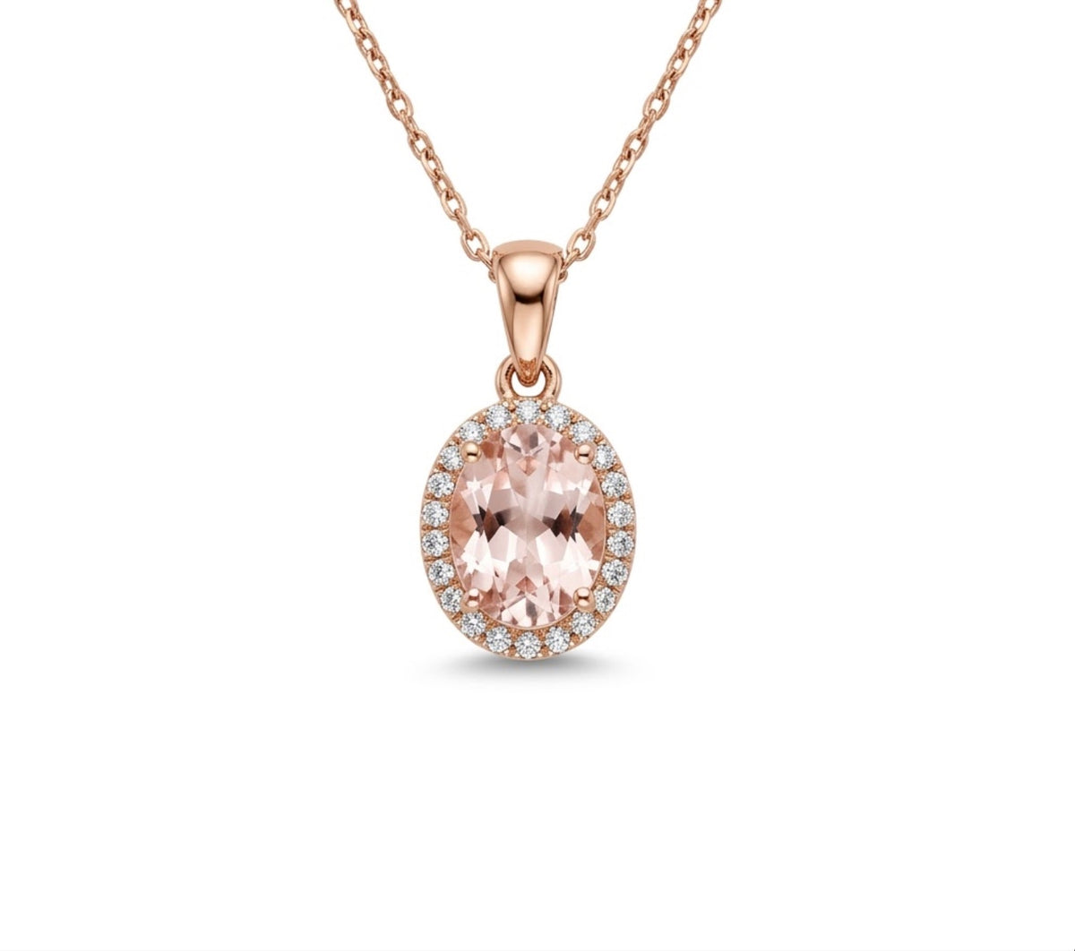 Morganitvedhæng 14kt 0,12ct brillianter - 34011D12