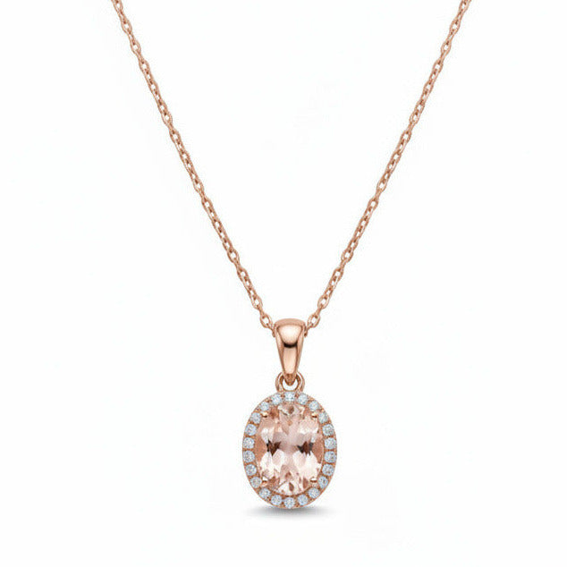 Morganithalskæde 14kt 0,12ct brillianter - 34011D12