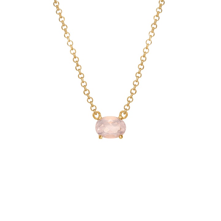 Carre halskæde forgyldt sølv rosa quartz - FC4371RQ