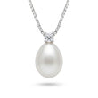 Hvidguld perlevedhæng 14 kt 0,05ct - 25FVP905