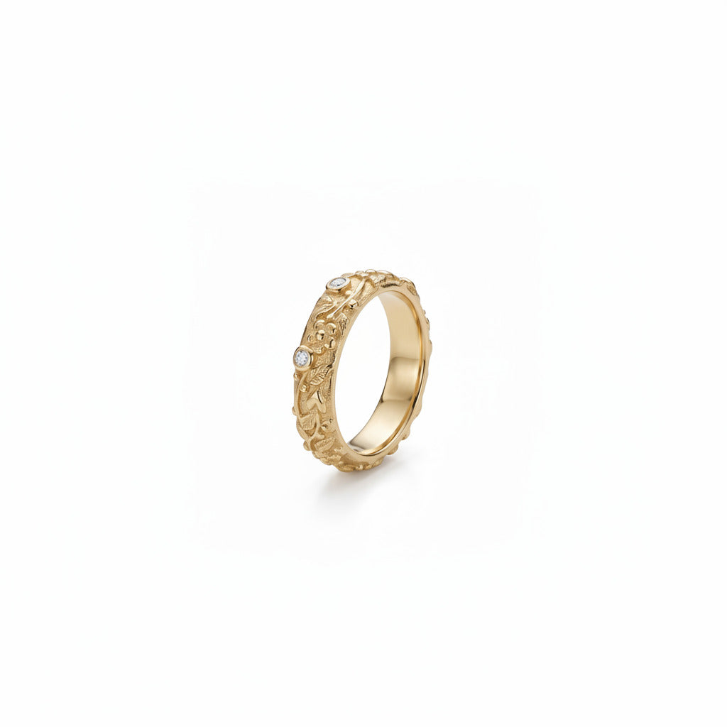 Hjerteranke ring 14kt m. brillianter - 15002D006