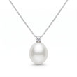 Hvidguld perlevehæng 14kt med brilliant 0,10ct - 36008PD10
