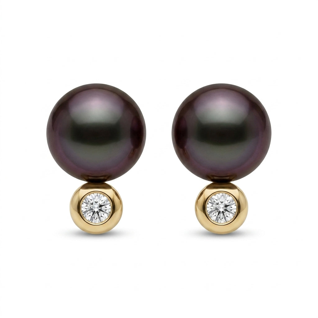Tahiti perleørestikker med brillianter 0,4ct - 25T85904
