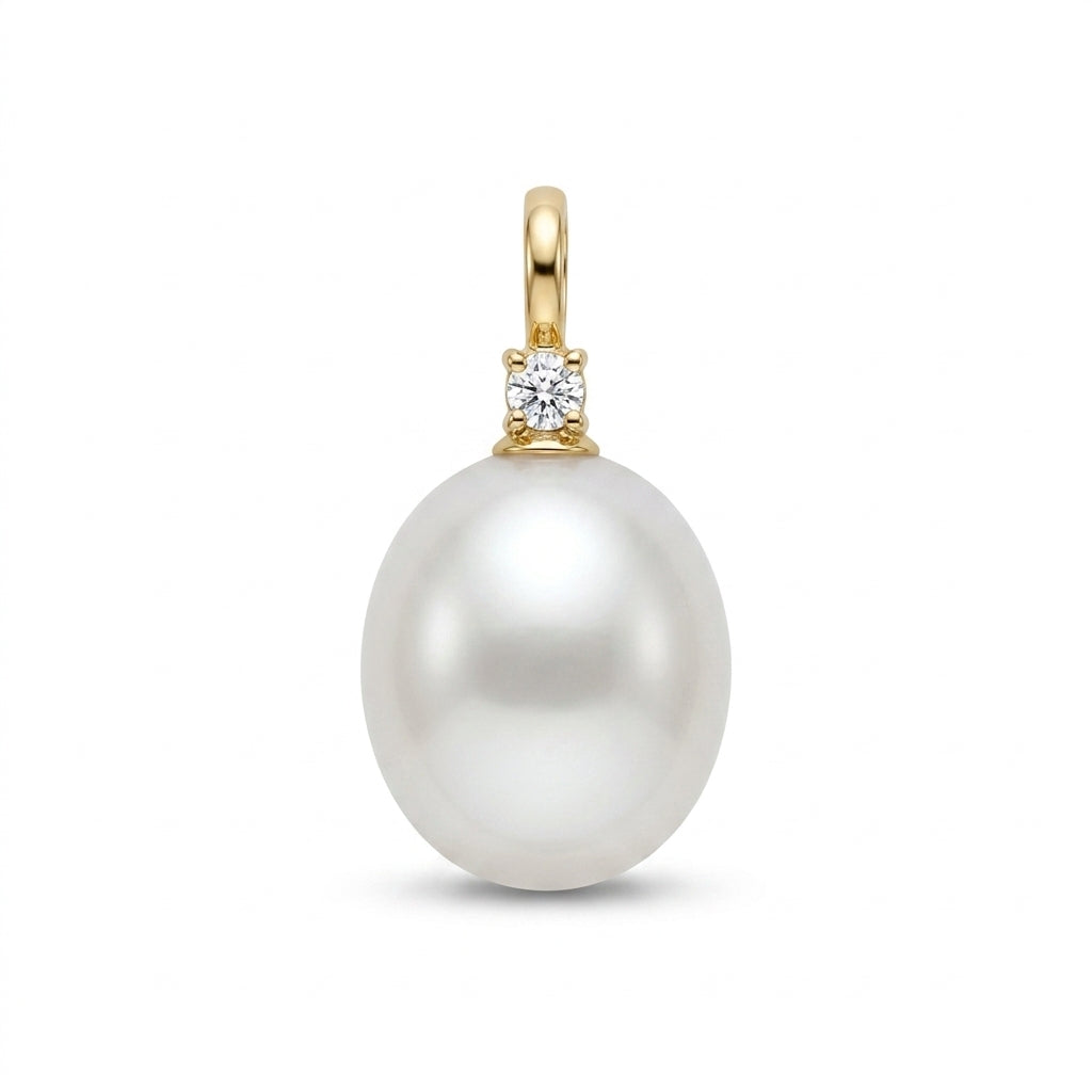 Perlevedhæng 14kt m. brilliant 0,03ct - 25FVP9510003