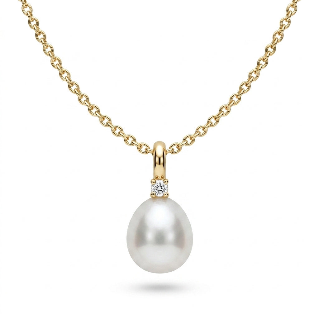 14kt perlevedhæng m. brilliant - 25FVP859