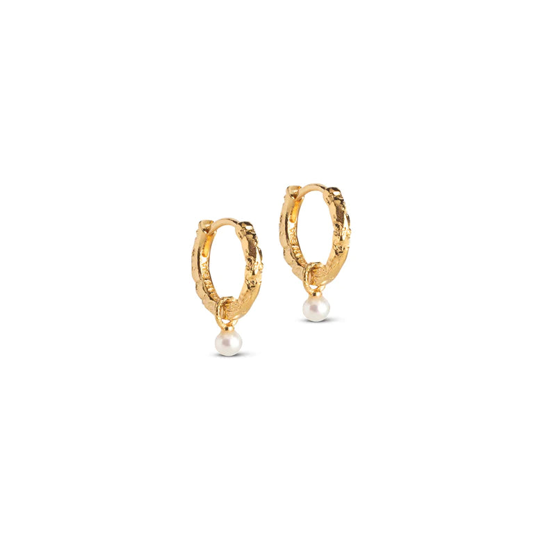 Enamel Belle Pearl Hoops forgyldt sølv - E271GM