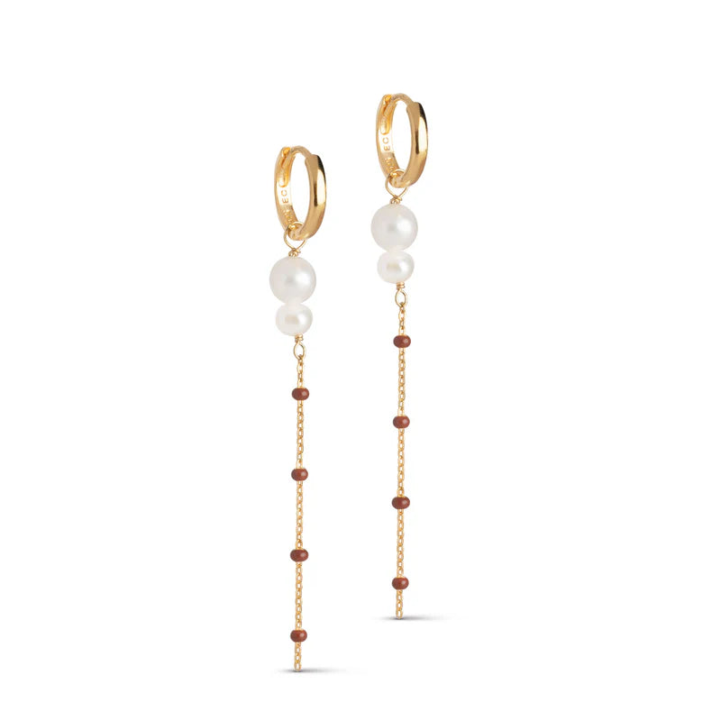 Enamel Lola Double pearl øreringe Copper - E368G