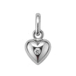 14kt massivt hvidguldshjerte med diamant