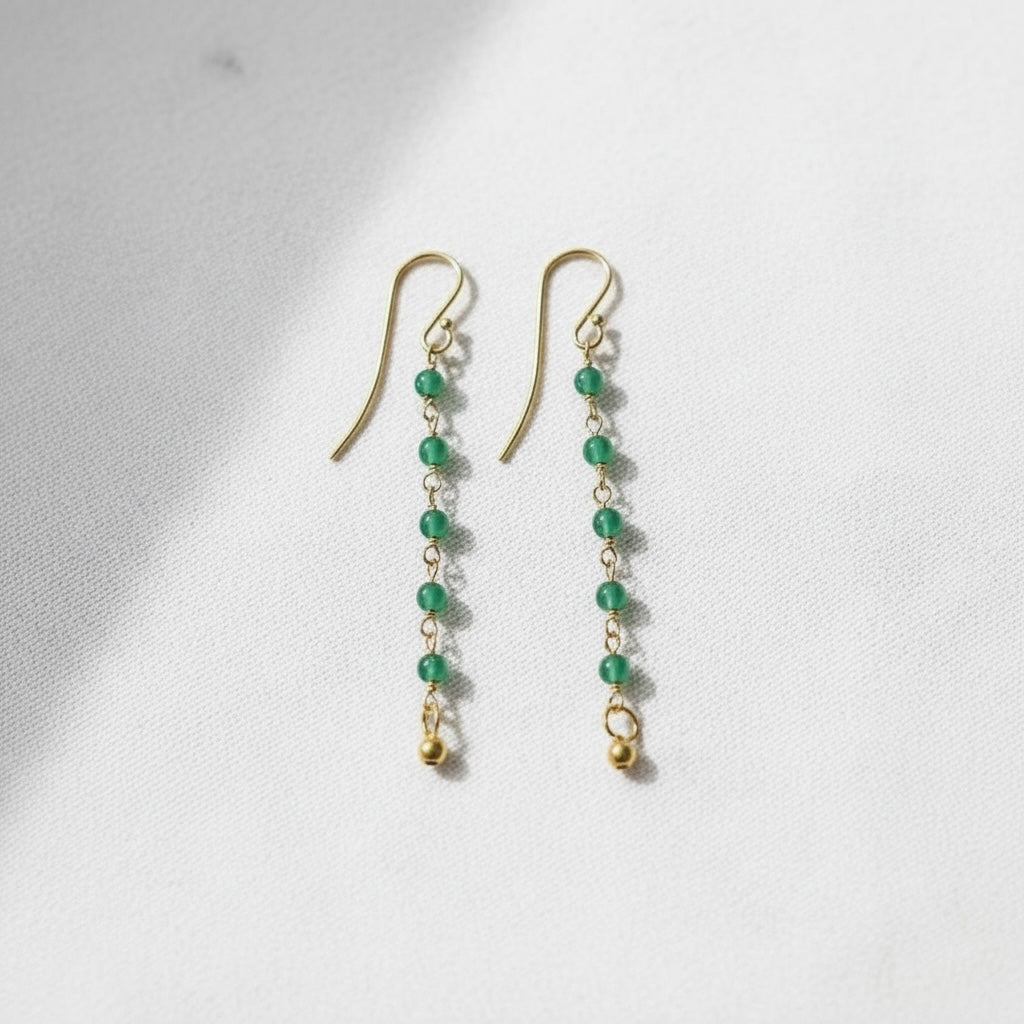 Karma Sti øreringe - Grøn agat