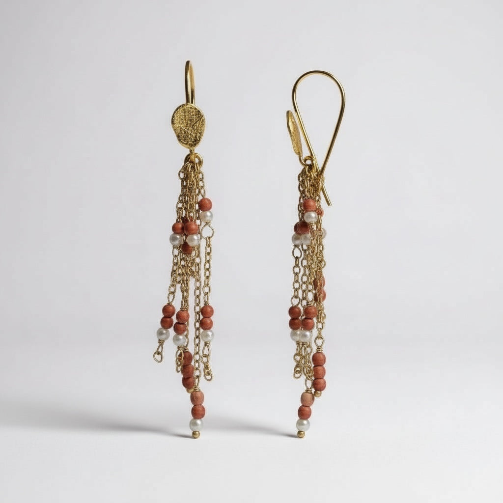 Karma Dans øreringe - Koral og Perle