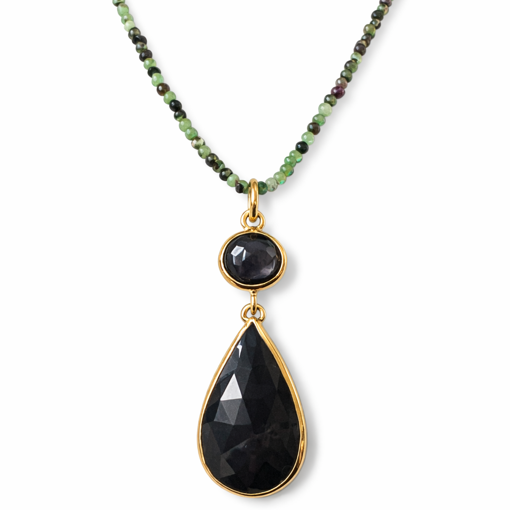 Vedhæng i 14kt guld med safirer