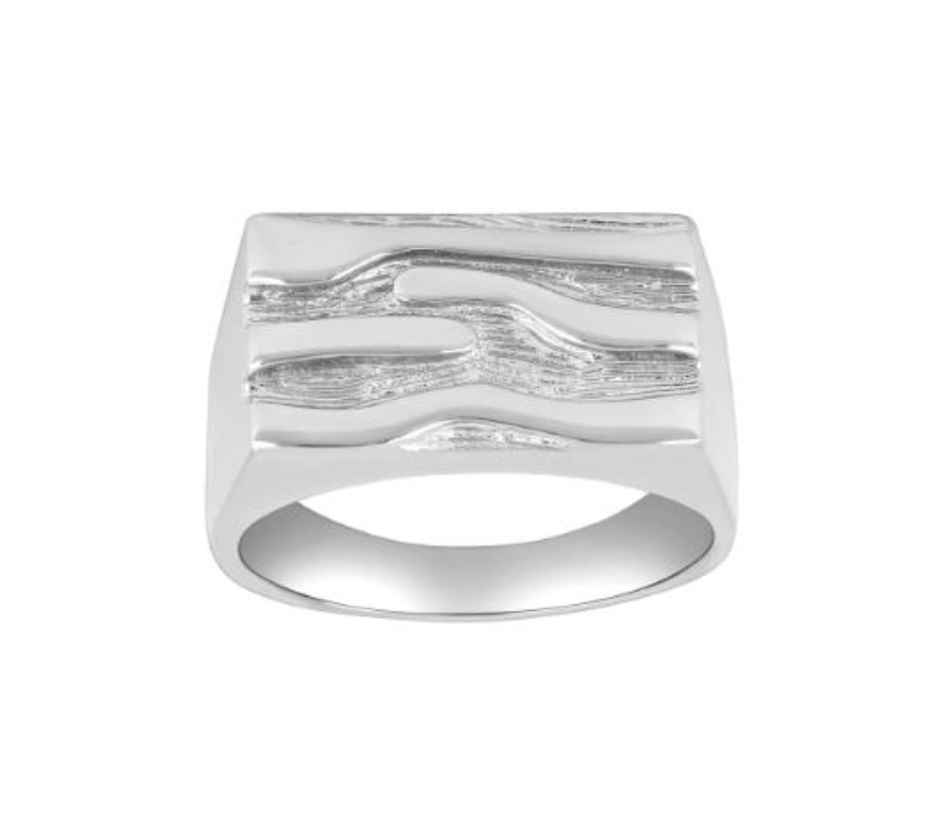 Rhod. sølvring plade m/mønster - 19250020956