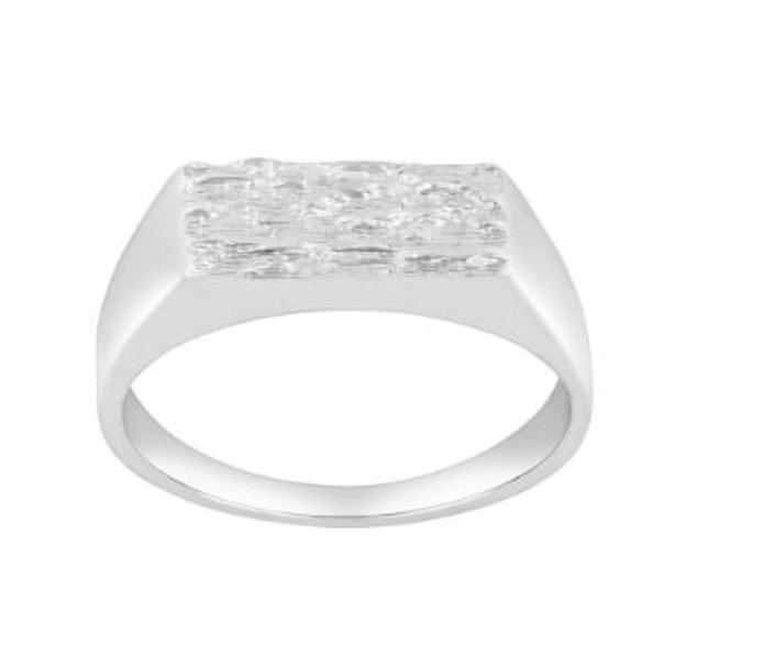 Rhod. sølvring plade m/mønster - 19250030956