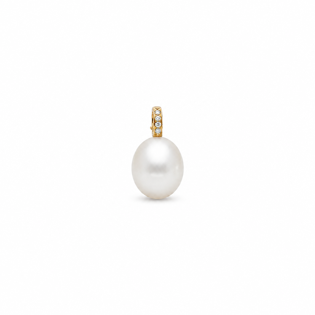 14kt perlevedhæng m. brillianter 0,06ct - 25FVP0006