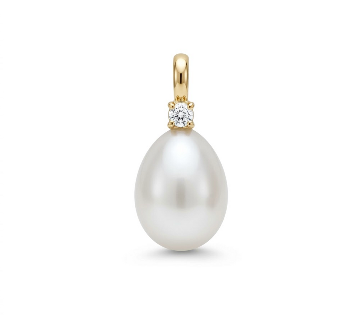 Perlevedhæng 14kt m. brilliant 0,05ct - 25FVP885005
