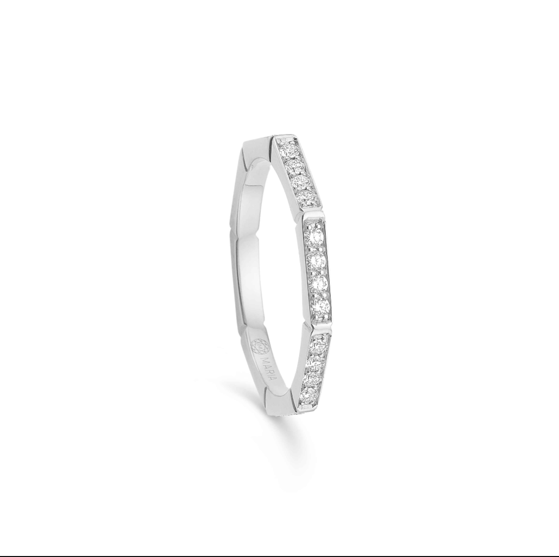 Oktagon ring i 14 kt hvidguld m. 0,20ct brillanter - 16010D20