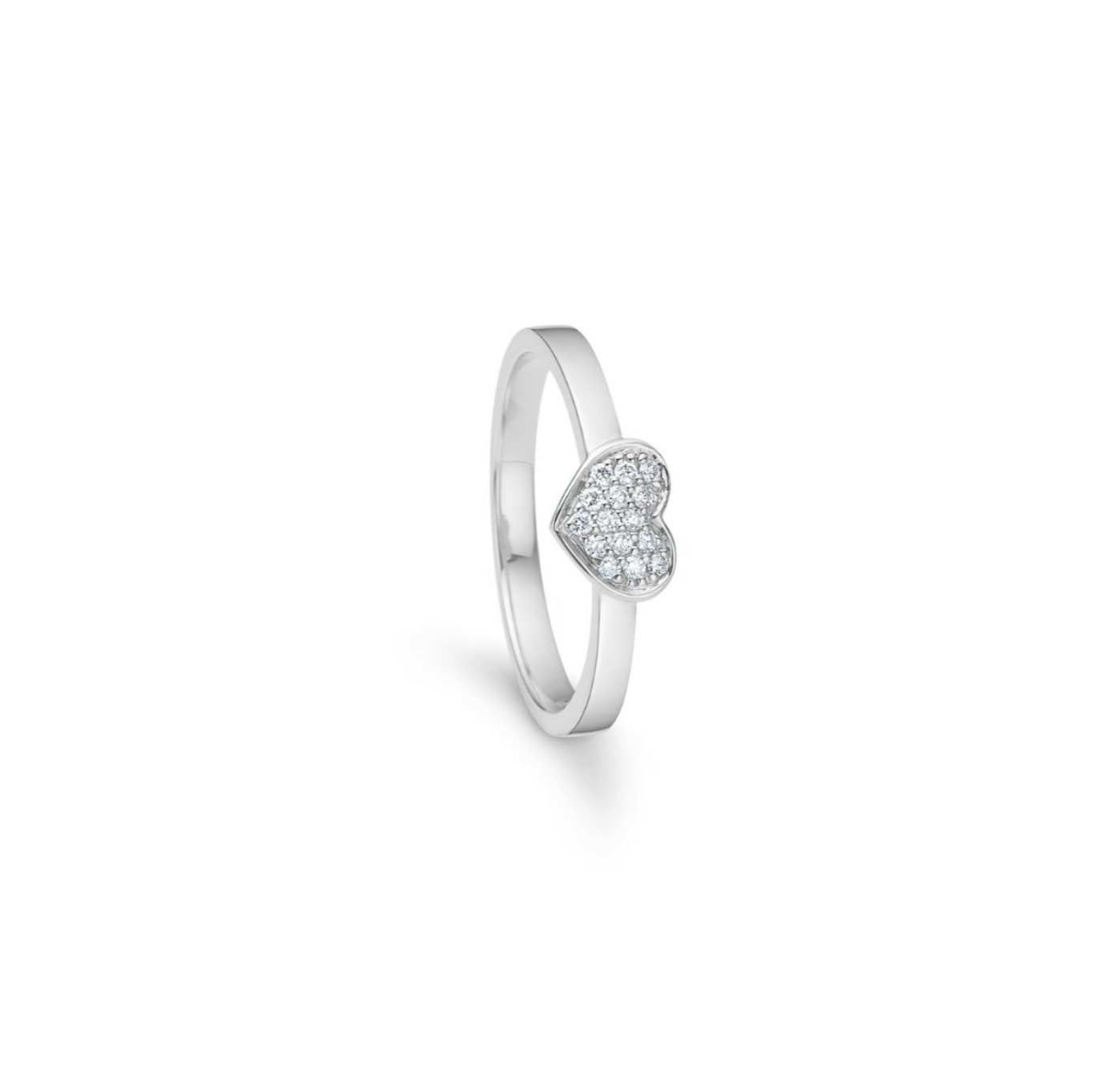 Diamant Hjerte ring i 14kt hvidguld m. 0,09ct brillanter - 16016D09