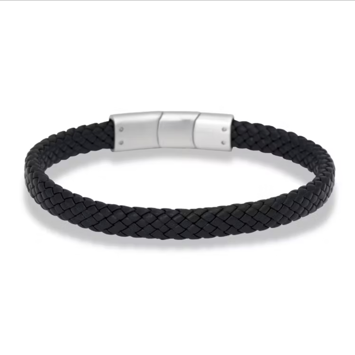Læderarmbånd med stål - 8499