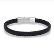 Læderarmbånd med stål - 8499