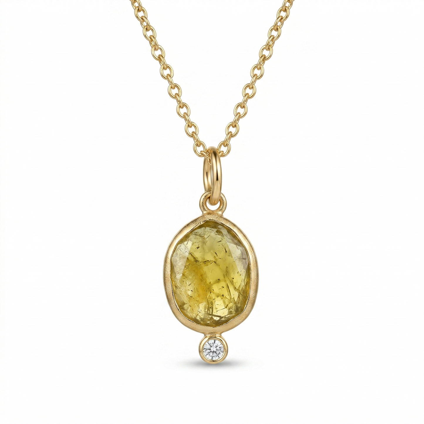 Vedhæng med turmalin og diamant i 14kt guld