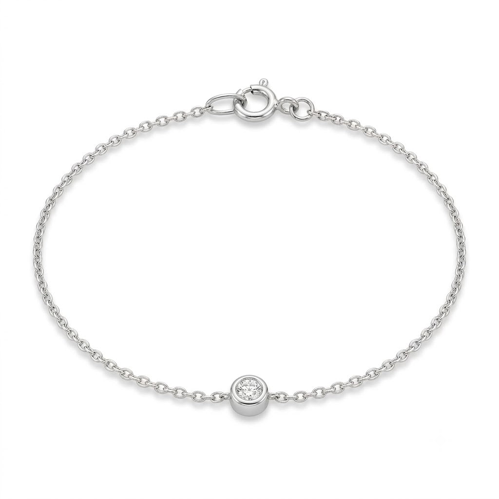 Armbånd i hvidguld m. 0,03ct brillant - 35004D03