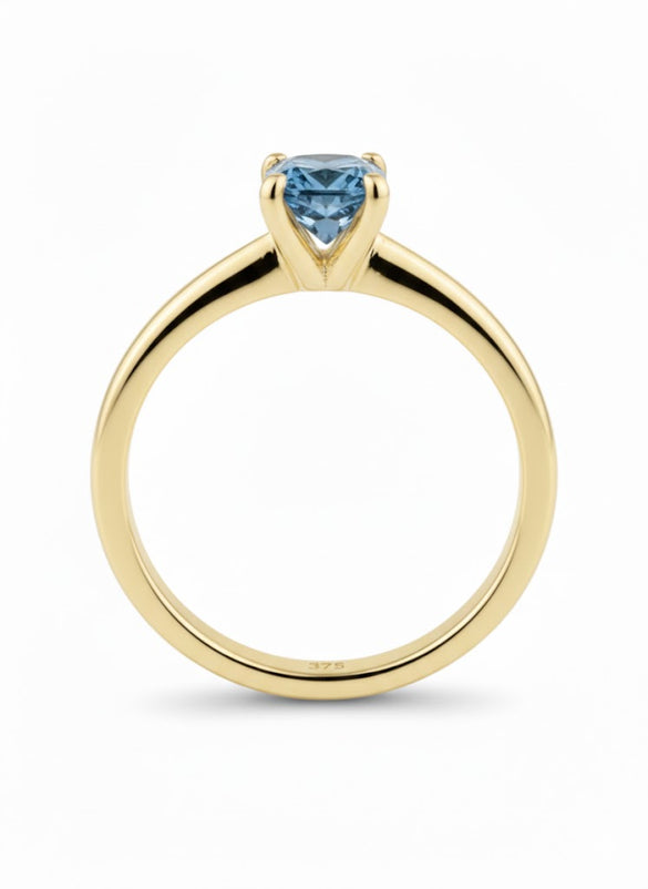 14kt diamant ring med lyseblå brillant - 15012D046