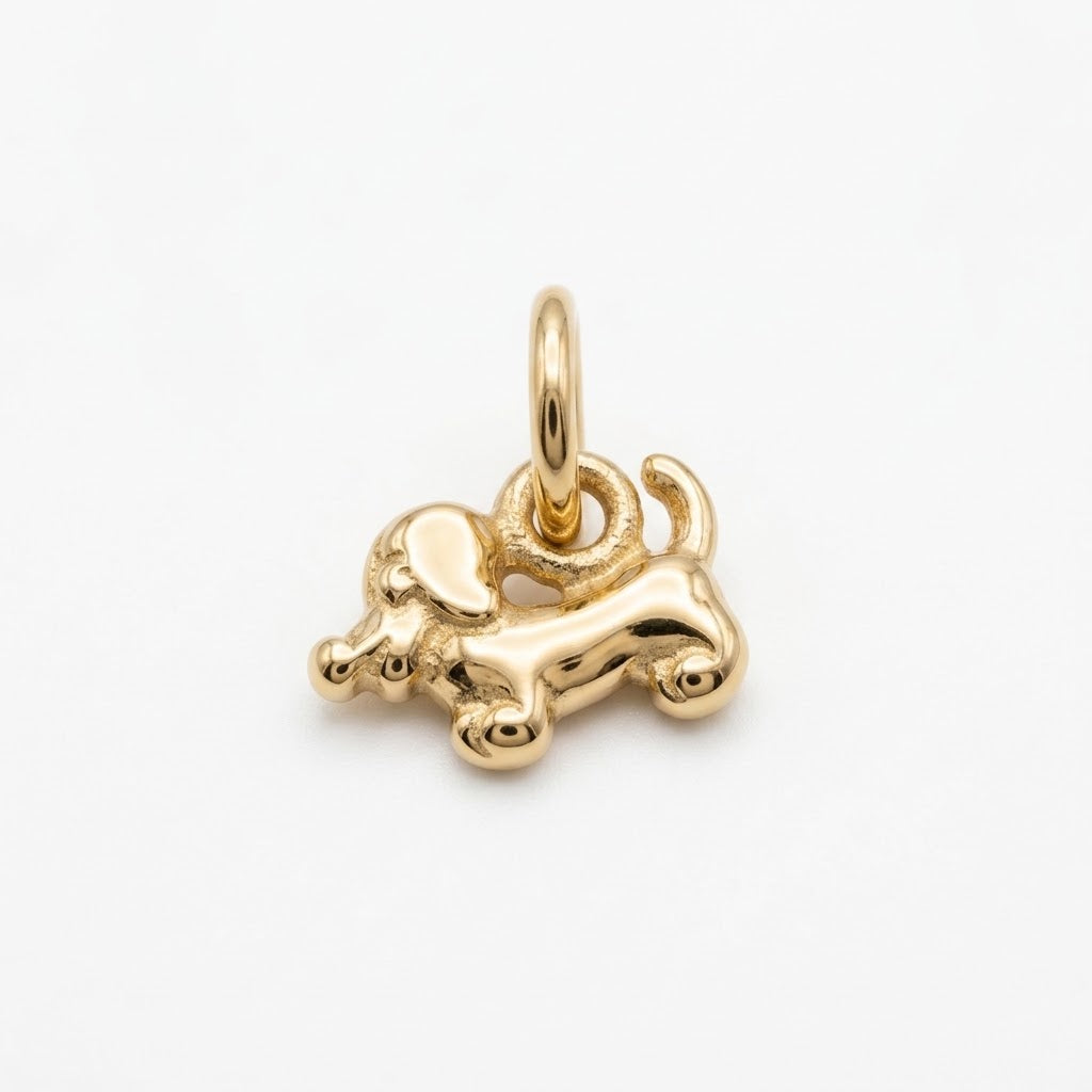8 kt mini charm gravhund - 45008-gravhund