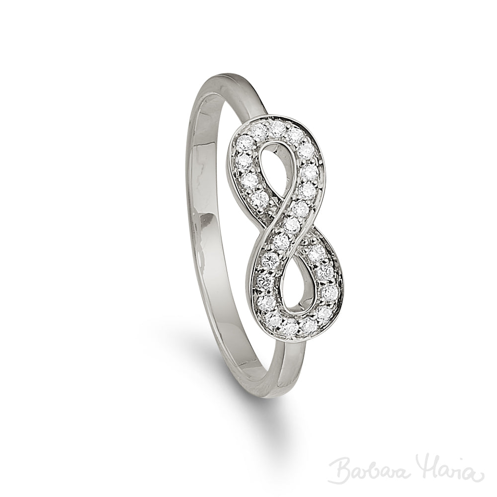 Infinity ring i 14 kt hvidguld m. 0,16ct brillanter - 16011D16