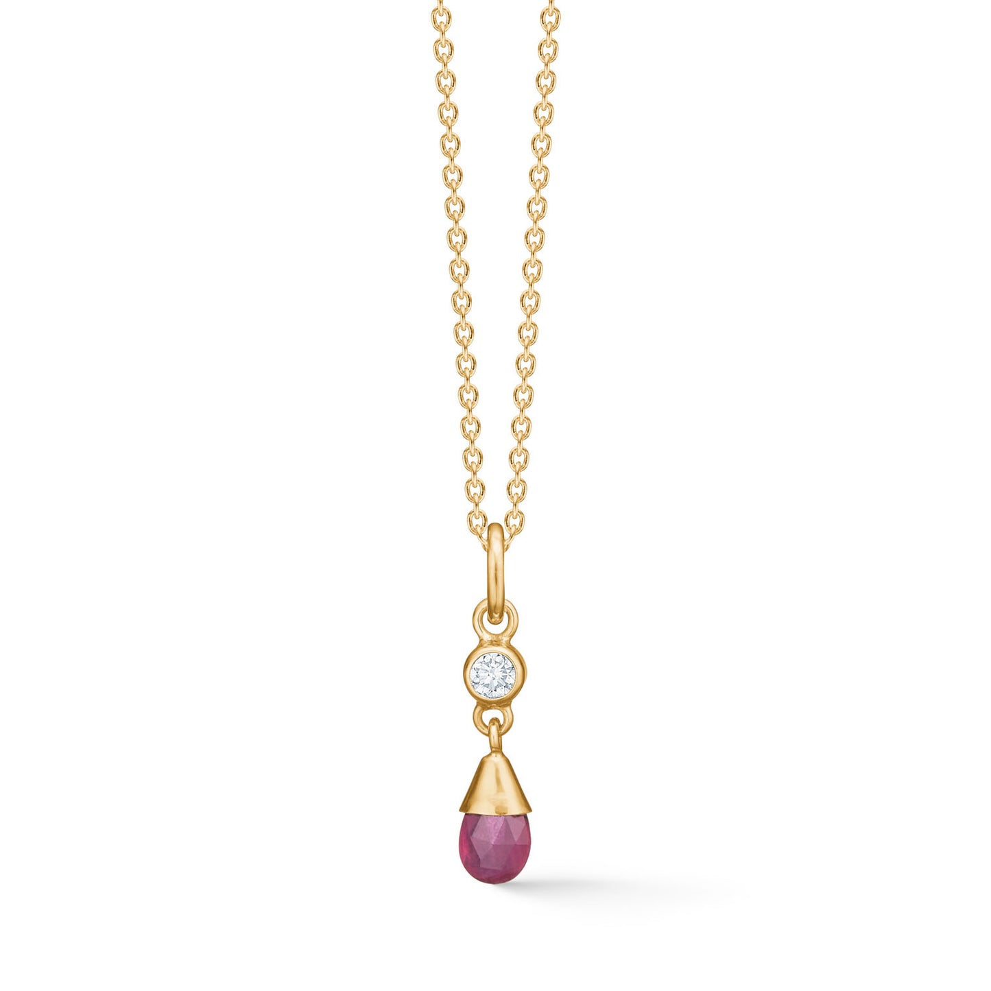 14kt safirvedhæng med diamant