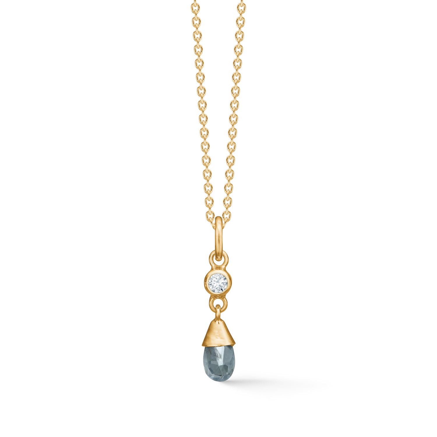 14kt safirvedhæng med diamant