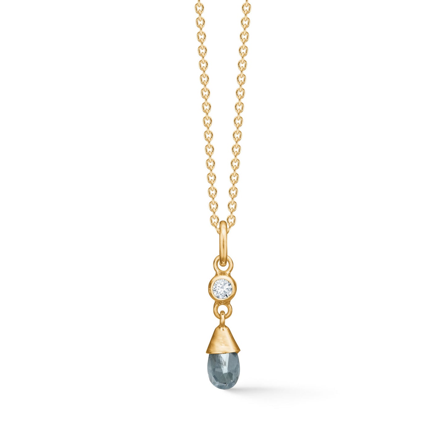 14kt safirvedhæng med diamant