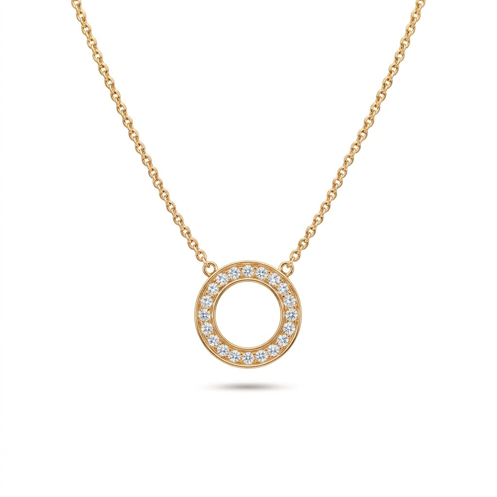 Circle of Light halskæde i 14 kt rødguld m. 0,20ct brillanter - 35007D20
