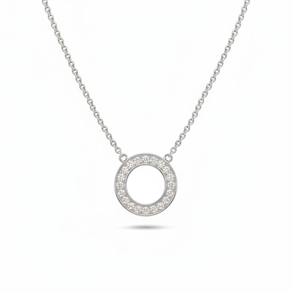 Circle of Light halskæde i 14 kt hvidguld m. 0,20ct brillanter - 36007D20