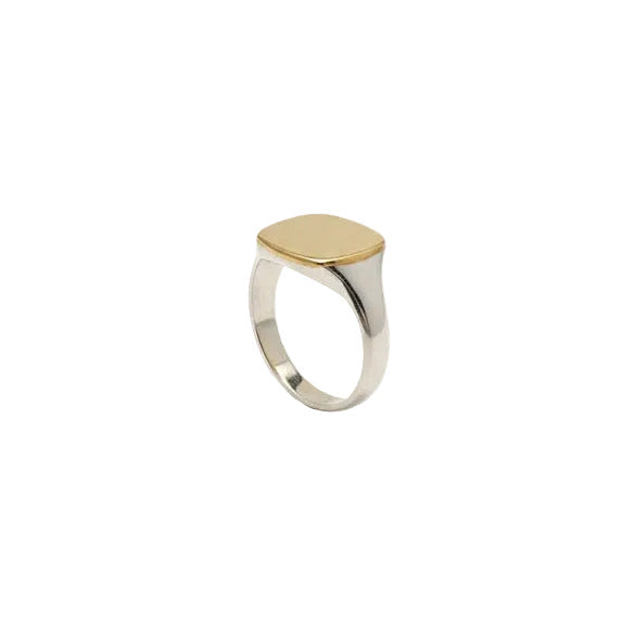 Sølv Signet ring med 14 kt guld - 19031