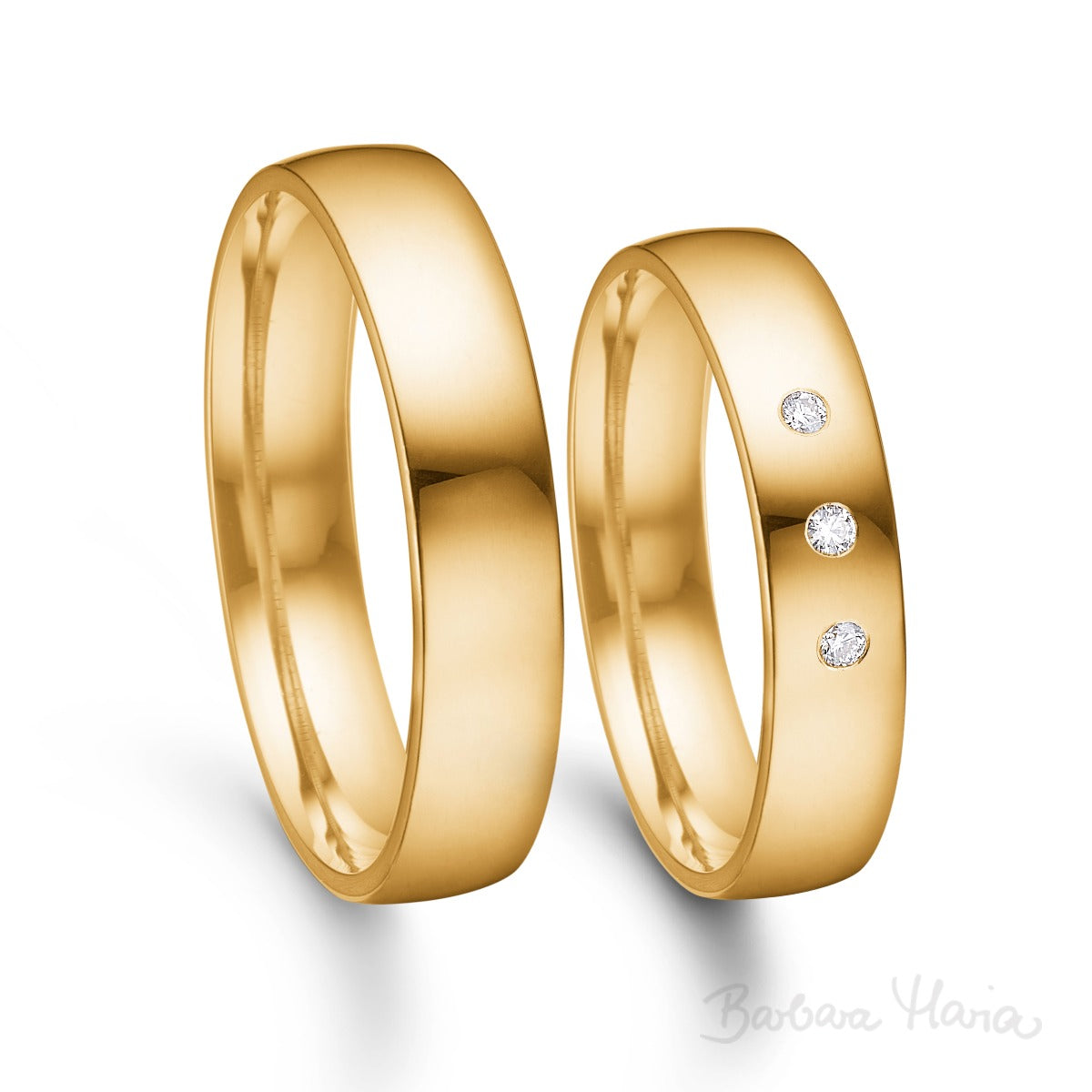 Vielsesring sæt i 4,5 mm i 14 kt. rødguld m. 0,04ct brillanter