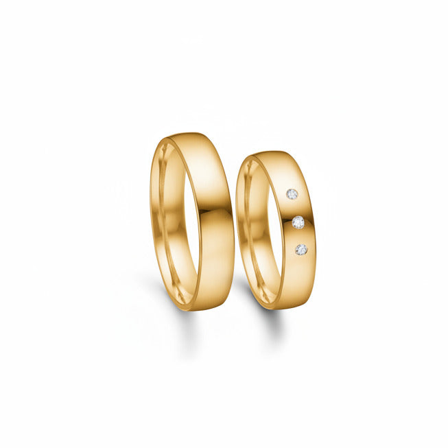Vielsesring sæt i 4,5 mm i 14 kt. rødguld m. 0,04ct brillanter